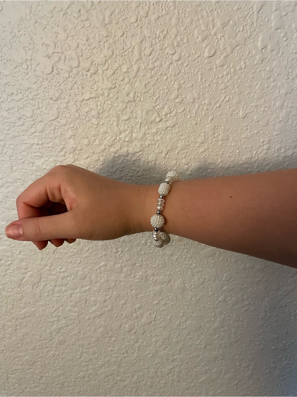 Handmade Faux Pearl Stretch Bracelet | White